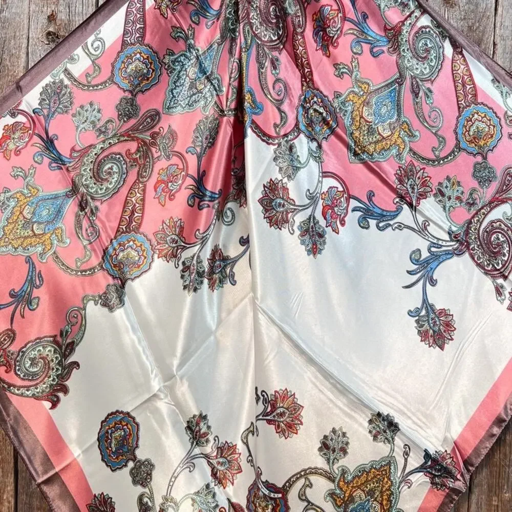 Pink & Brown Paisley Wild Rag Scarf